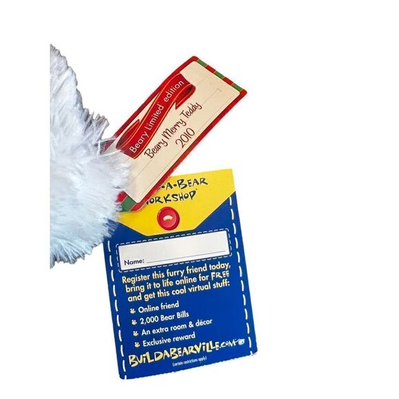 Build a bear beary merry Teddy limited edition 2010 white Christmas - Picture 4 of 4